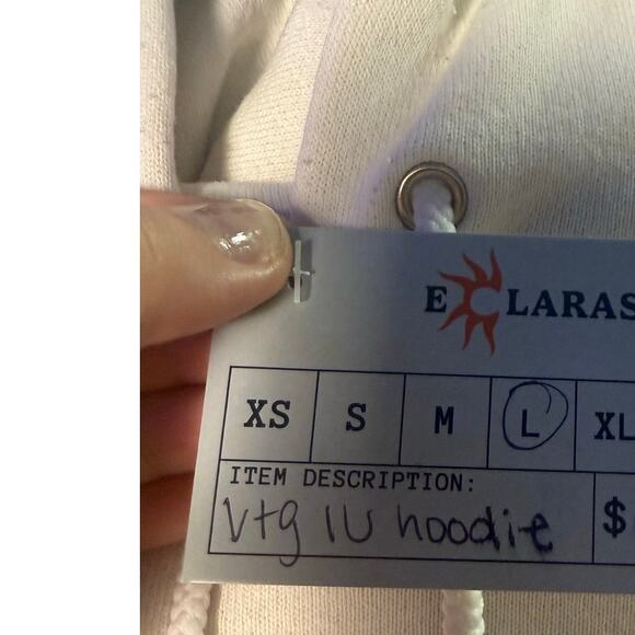 Vintage IU INDIANA Graphic Print White Pullover Hoodie Women's Size Large - Picture 5 of 5